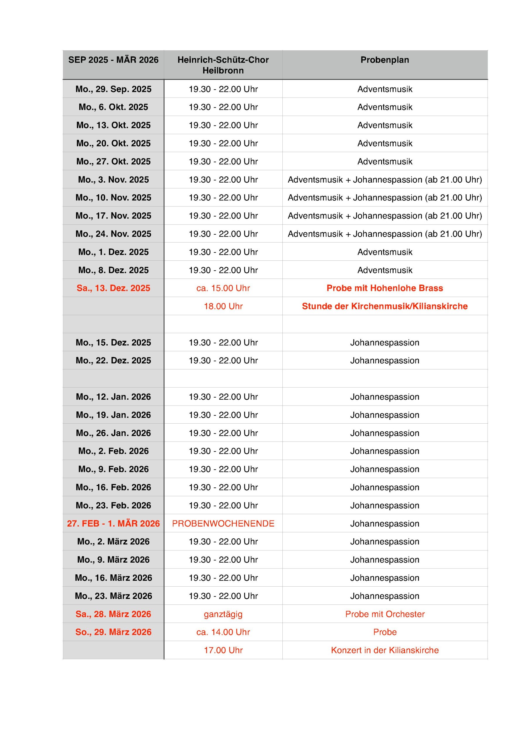 Bild Probenplan SEP 25 - MÄR 26